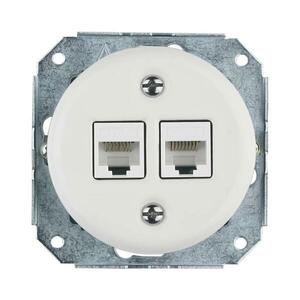Reblig -keret nélküli retro porcelán Ethernet aljzat 2x CAT.5E fehér RGCATX-W kép