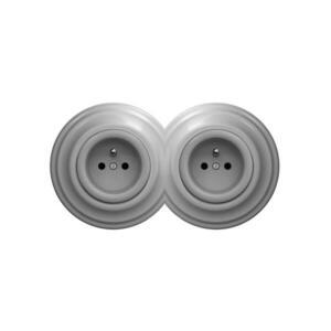 Reblig - Dupla retro háztartási fali aljzat kerettel 230V szürke 2xRG0053+2xRG0051 kép
