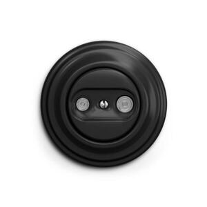 Reblig - Retro előfizetői TV+R aljzat (átvezetett) kerettel, fekete RG0016+RG0069 kép