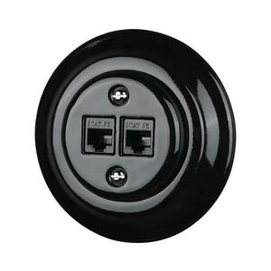 Reblig - porcelán retro Ethernet aljzat kerettel, 2× CAT5e, fekete RGCAT-B kép