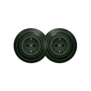 Reblig - Dupla retro fali dugaljzat kerettel SCHUKO 230V zöld 2xRG0062+2xRG0112 kép