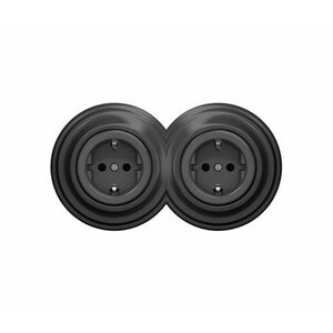 Reblig - Dupla retro háztartási aljzat kerettel SCHUKO 230V antracit 2xRG0044+2xRG0110 kép