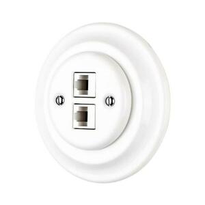 Reblig - Retro porcelán kivitelű Ethernet-aljzat kerettel, 2x CAT.5E, fehér RGCAT-W kép