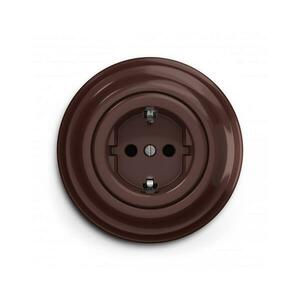 Reblig - Retro háztartási SCHUKO fali aljzat kerettel 230V/16A barna RG0034+RG0109 kép