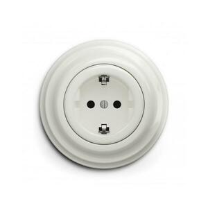 Reblig - Retro lakossági fali SCHUKO aljzat kerettel 230V/16A, kerámia, fehér RG0007+RG0106 kép