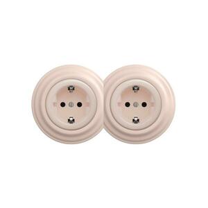 Reblig - Dupla retro háztartási SCHUKO dugalj kerettel, 230V, antik rózsaszín 2xRG0120+2xRG0143 kép