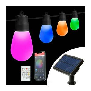 LED RGBIC napelemes fényfüzér 15xLED/1, 3W/3, 7V 2200 mAh 8 m IP65 fekete + távirányító 11746 kép