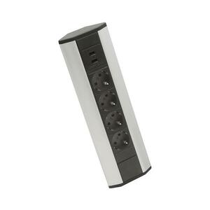 Sarokba szerelhető aljzatos oszlop 4x230V + 2xUSB-A fekete/ezüst 20484 kép
