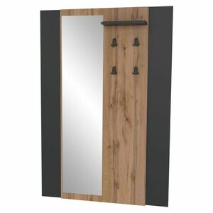 Előszoba panel tükörrel, tölgy/fekete - LUMIÈRE - Butopêa kép
