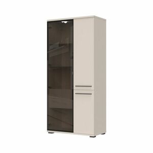 Vitrinszekrény, két ajtóval és két fiókkal, kasmír matt, 90 cm - BALLADE - Butopêa kép