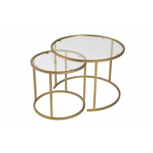 Hanah Home Dohányzóasztal Szett Arany Arany-Átlátszó-60-42 kép