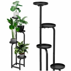 Springos 4 szintes fém Virágtartó állvány 22, 5x22, 5x117cm - Fekete kép