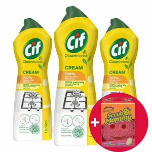 Cif Súrolókrém Lemon 3x750ml + Ajándék Scrub Mommy Szivacs kép