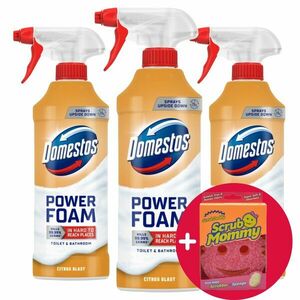 Domestos Power Hab spray Citrus Blast 3x435ml + Ajándék Scrub Mom... kép
