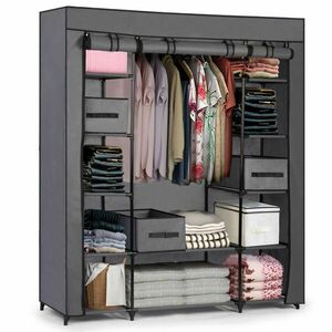 Massido textil Gardrób 12 polccal és 3 fiókkal - Grafit kép