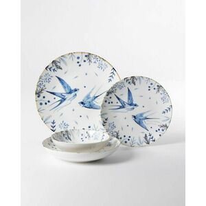 Hermia Dinner Set (24 Pieces) White Blue Black GBSATN24KY4E4072 kép