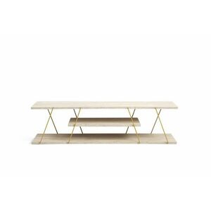 Hanah Home TV Stand Travertine Gold Canaz - Gold, Travertine kép