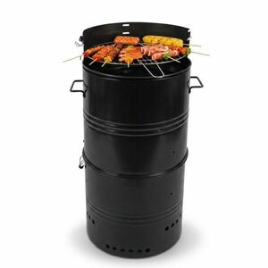 5 az 1-ben XXL Faszenes BBQ Grill és Füstölő szett, 50x53x103cm, Fekete kép