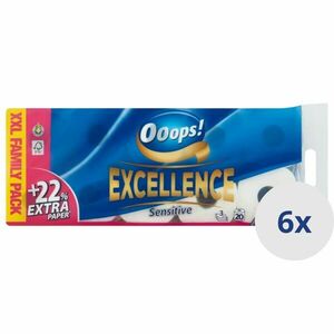 Ooops! Excellence Sensitive 3 rétegű Toalettpapír 6x20 tekercs kép