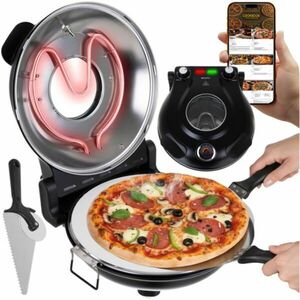 Ruhhy 26050 Pizzasütő kerámia sütőkővel 1200W, Fekete kép
