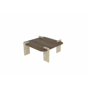 Hanah Home Coffee Table Walnut Travertine Afrolli - Walnut, Travertine kép