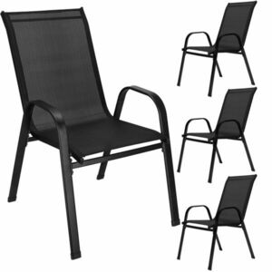 Springos textilén kerti szék acél vázzal 4db, 120kg, 73x55, 5x93cm... kép