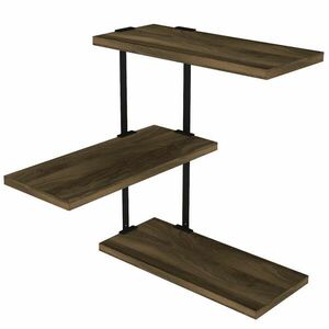 Hanah Home Wall Shelf Walnut Black Frisbi kép