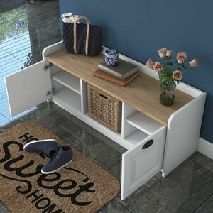 Hanah Home Shoe Cabinet White Walnut P2 - 1808 - Walnut kép