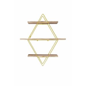 Hanah Home Wall Shelf Gold Brown Prizma Raf, Büyük Boy Salon Tipi kép