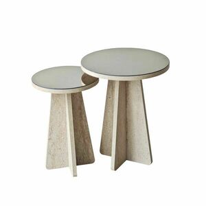 Hanah Home Side Table Set Travertine Bronze Luna - Travertine kép