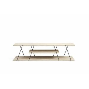 Hanah Home TV Stand Travertine Black Canaz - Black, Travertine kép