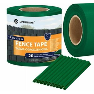 Springos kerítésszalag, 19cmx35m, 450g/m2, 20 rögzítőkapocs, Sötétzöld kép