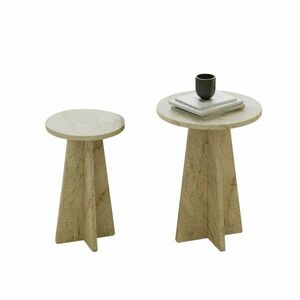 Hanah Home dohányzóasztal szett travertin 'Mushroom' 2 kép