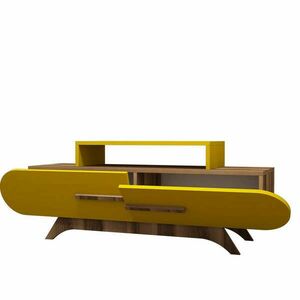 Hanah Home TV Stand Walnut Yellow Rose - Walnut, Yellow kép