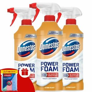 Domestos Power Hab spray Citrus Blast 3x435ml + Ajándék Vileda Tö... kép
