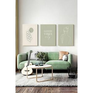 Wallity Dekoratív Keretezett MDF Festmény (3 Darab) Többszínű Art... kép