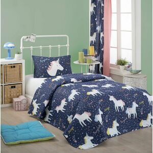 L'essentiel Maison Single Quilted Bedspread Set Dark Blue Wh... kép
