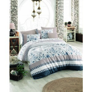L'essentiel Maison Ranforce Double Quilt Cover Set Blue Whit... kép