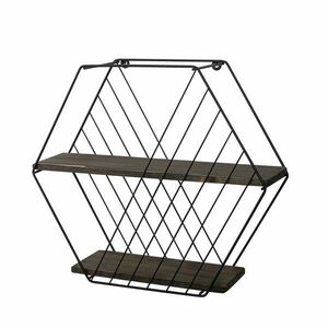 Hanah Home Wall Shelf Black Dark Walnut Anemone Vulgaris kép
