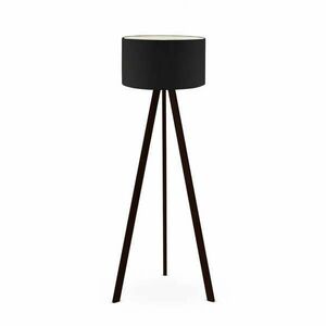 Wellsoft Állólámpa - 140 cm - Fekete Textilbúra - Fa Láb kép