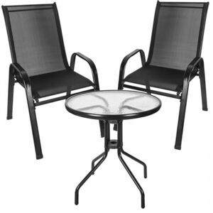 GardenLine 2 személyes Balkon szett asztal +2 szék - fekete kép