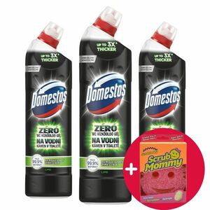 Domestos Zéró WC vízkőoldó Lime 3x750ml + Ajándék Scrub Mommy Szivacs kép