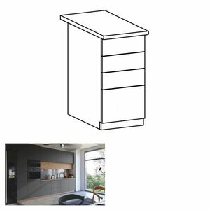 LANGEN szürke mdf fiókos alsó konyhaszekrény 40cm kép