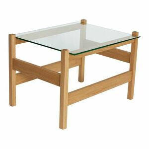 Natúr színű dohányzóasztal üveg asztallappal 52x66 cm Ledge – Hübsch kép