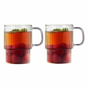 Rózsaszín üveg bögre szett 2 db-os cappucinóhoz 350 ml Livio – Vialli Design kép
