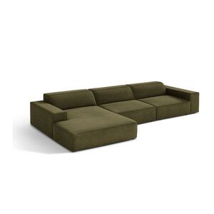 Khaki bársony sarokkanapé (bal oldali-heverő résszel) Jodie – Micadoni kép