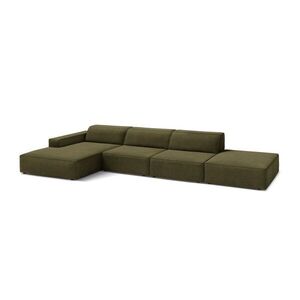 Khaki bársony moduláris sarokkanapé (bal oldali-heverő résszel) Jodie – Micadoni kép