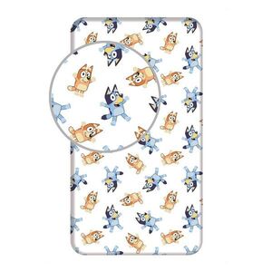 Fehér gumis egyszemélyes pamut gyerek lepedő 90x200 cm Bluey – Jerry Fabrics kép