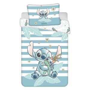Világoskék pamut gyerek ágyneműhuzat babaágyhoz 100x135 cm Lilo & Stitch "Tropical Hugs" – Jerry Fabrics kép