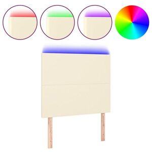 vidaXL krémszínű műbőr LED-es fejtámla 90x5x118/128 cm kép